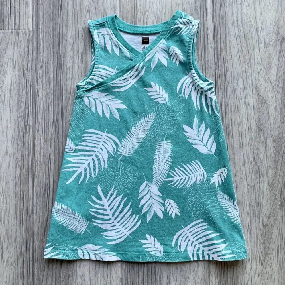 Tea Collection Fern Leaf Wrap Neck Dress